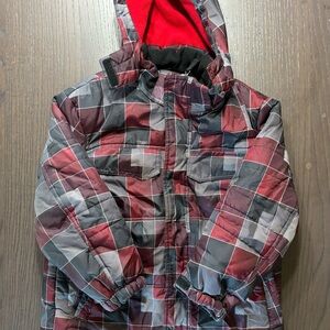 Faded Glory Boys Size 8 Black, Red, and Gray Plaid Jacket